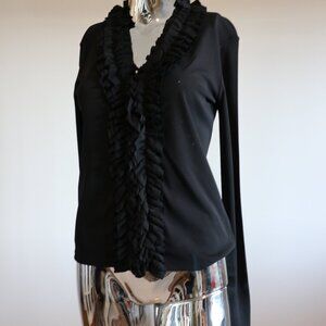 Black Blouse with Ruffles